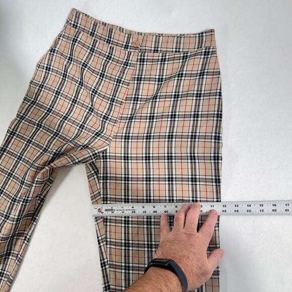 Nasty Gal Collection Pants Woman's 10 Tan Black Red Check Cuffed Legs - Picture 9 of 11